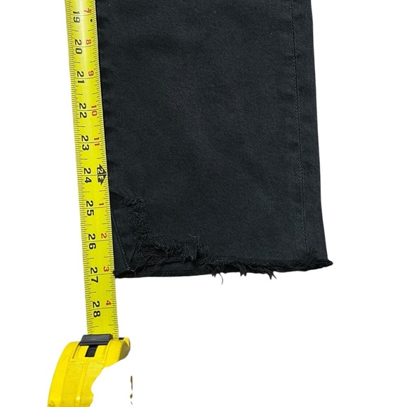 AGOLDE 30 Toni Mid Rise Straight Leg Jeans Feral Washed Black Raw Hem Distressed - Picture 9 of 9